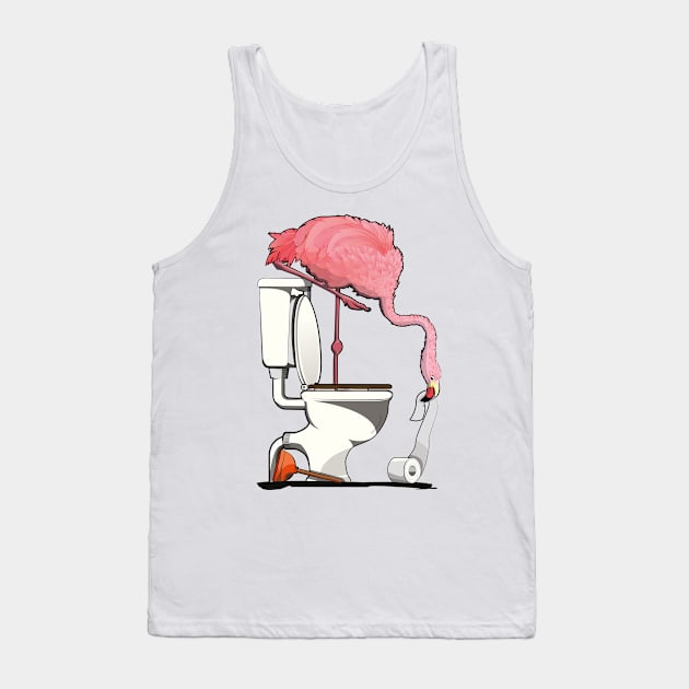 Flamingo on the Toilet Tank Top by InTheWashroom